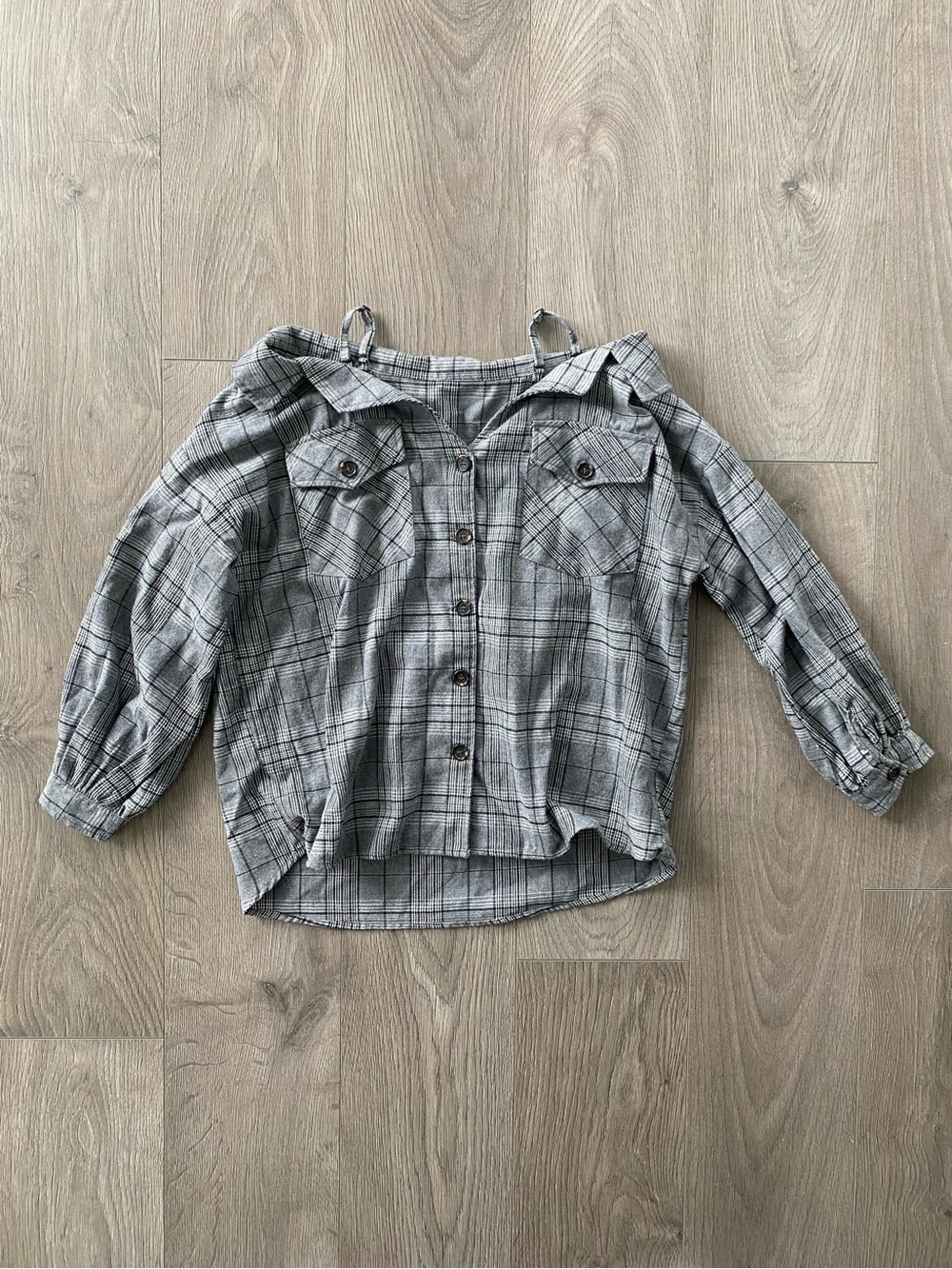 Japanese brand off shoulder button up shirt